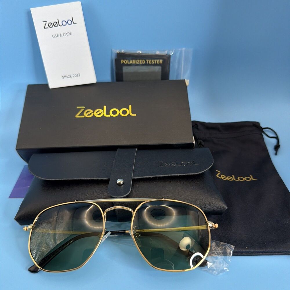 Zeelool Retro Small Oval Polarized Sunglasses UV400 Soft And Hard Case